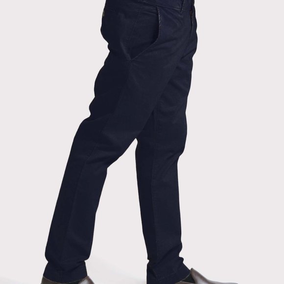 OLGYN Men Navy Blue Chino Pant Flat Front Slim Fit - Picture 4 of 5